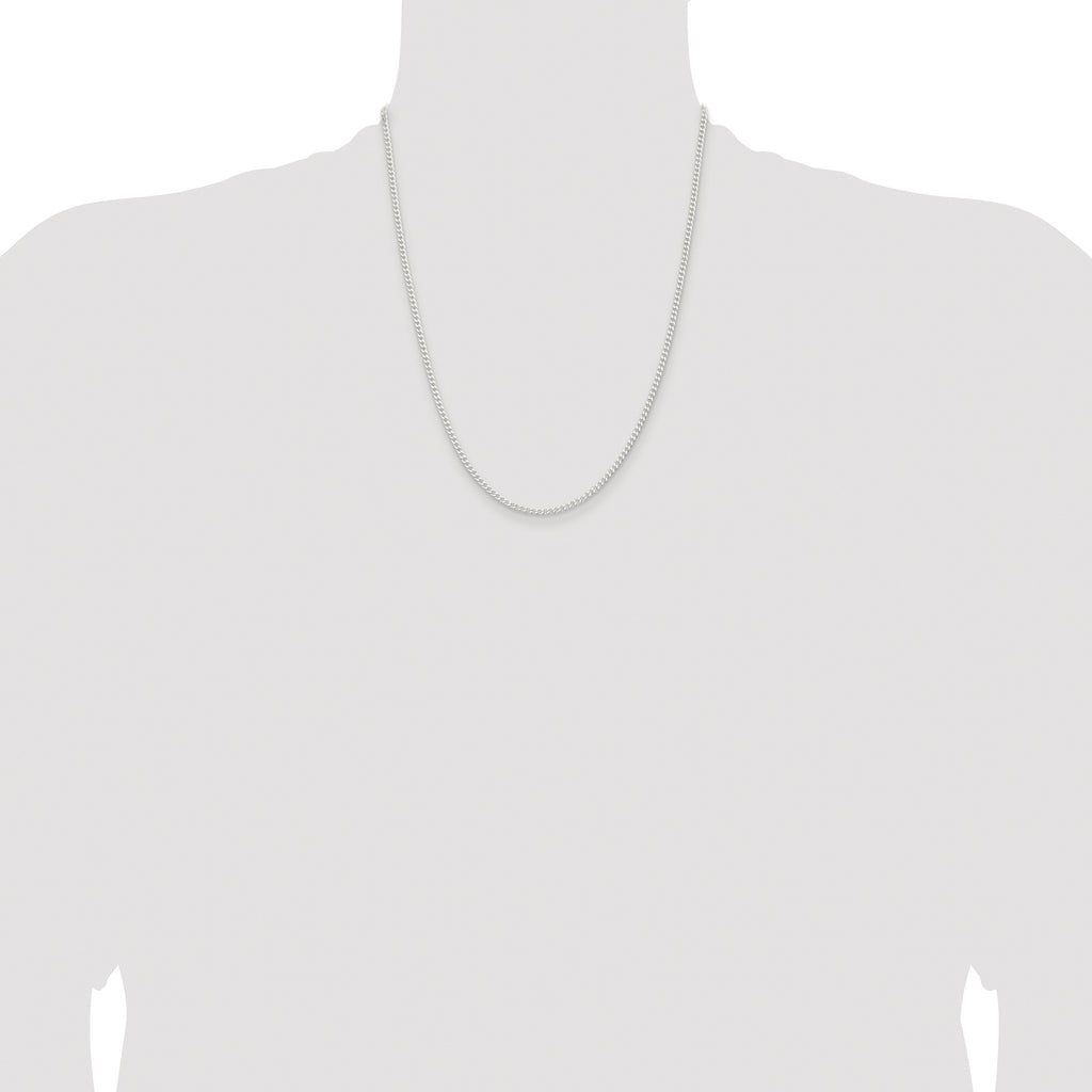 Sterling Silver Rhodium-plated 2.3mm Beveled Curb Chain