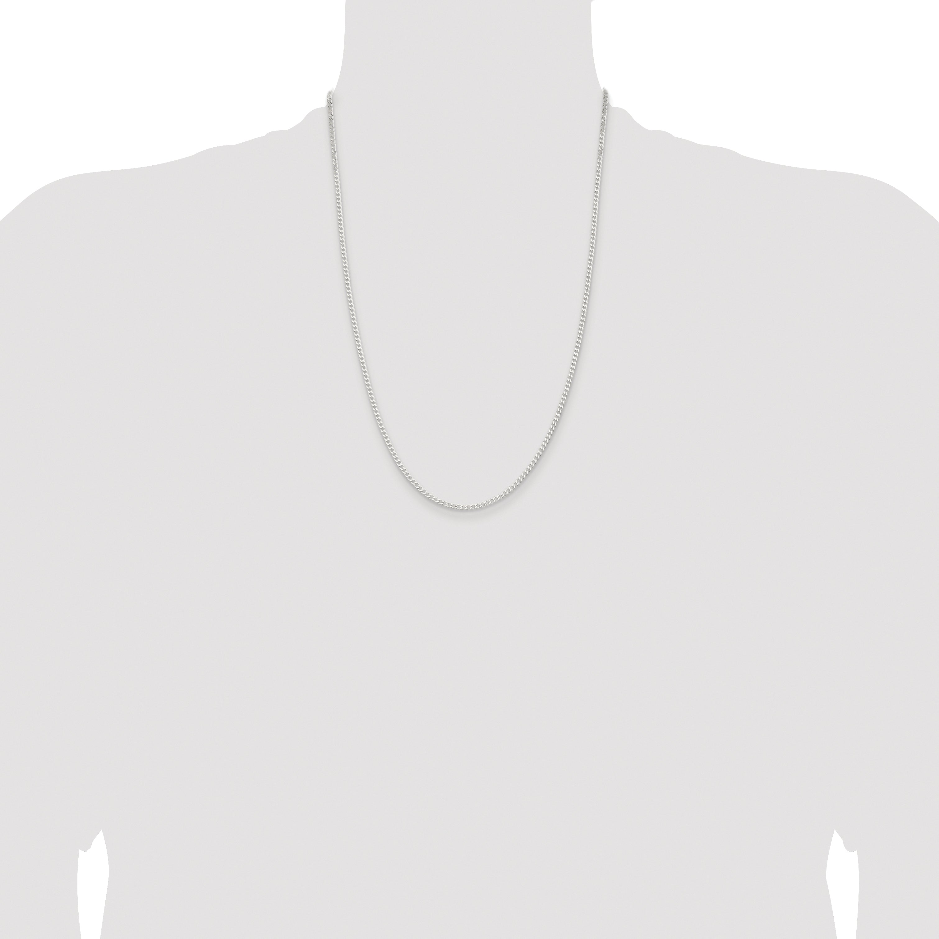 Sterling Silver Rhodium-plated 2.3mm Beveled Curb Chain