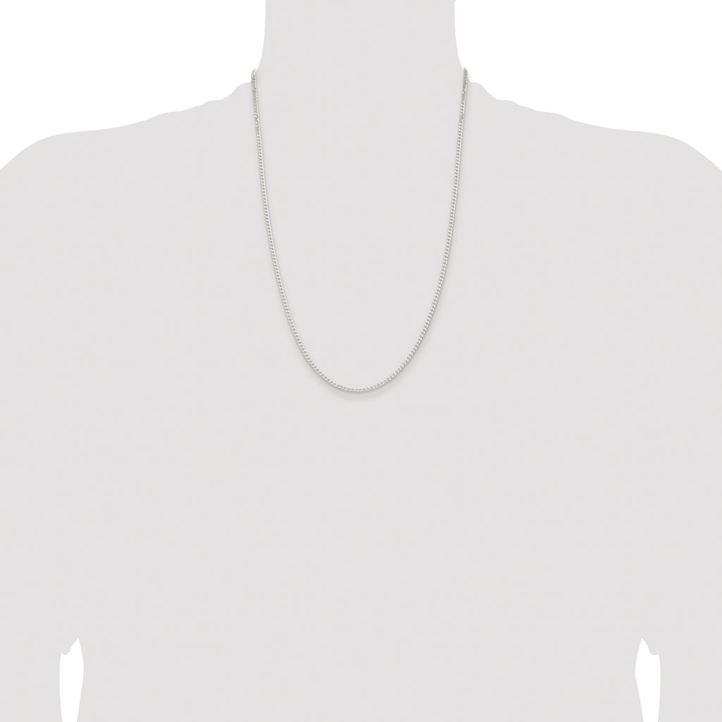 Sterling Silver Rhodium-plated 2.3mm Beveled Curb Chain