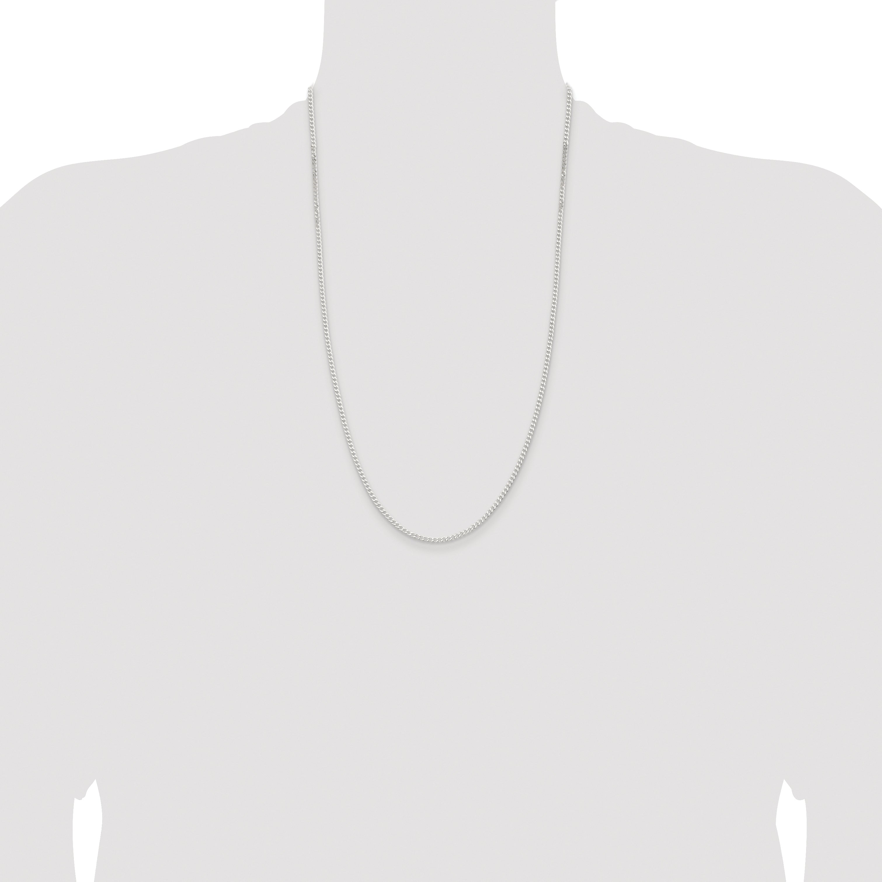 Sterling Silver Rhodium-plated 2.3mm Beveled Curb Chain