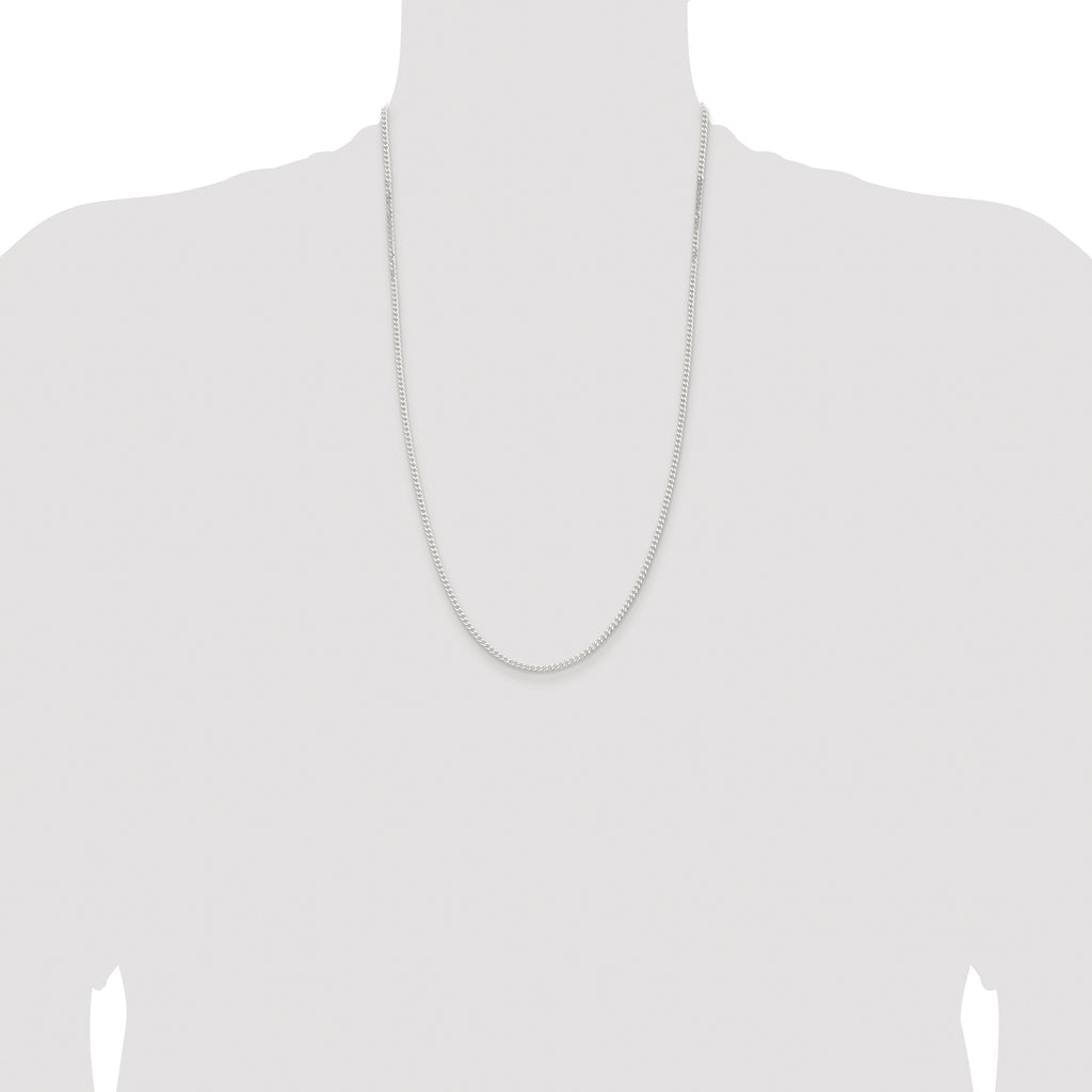 Sterling Silver Rhodium-plated 2.3mm Beveled Curb Chain