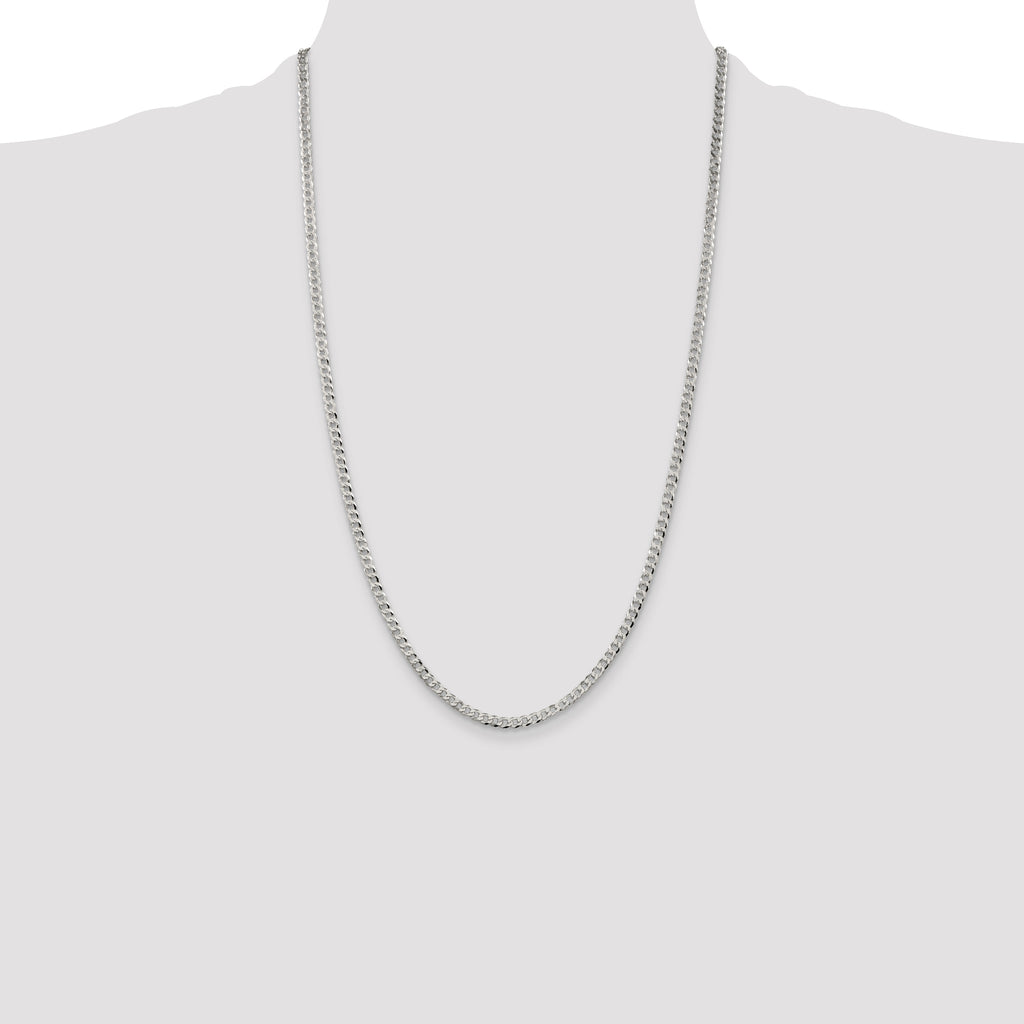 Sterling Silver 3.2mm Beveled Curb Chain