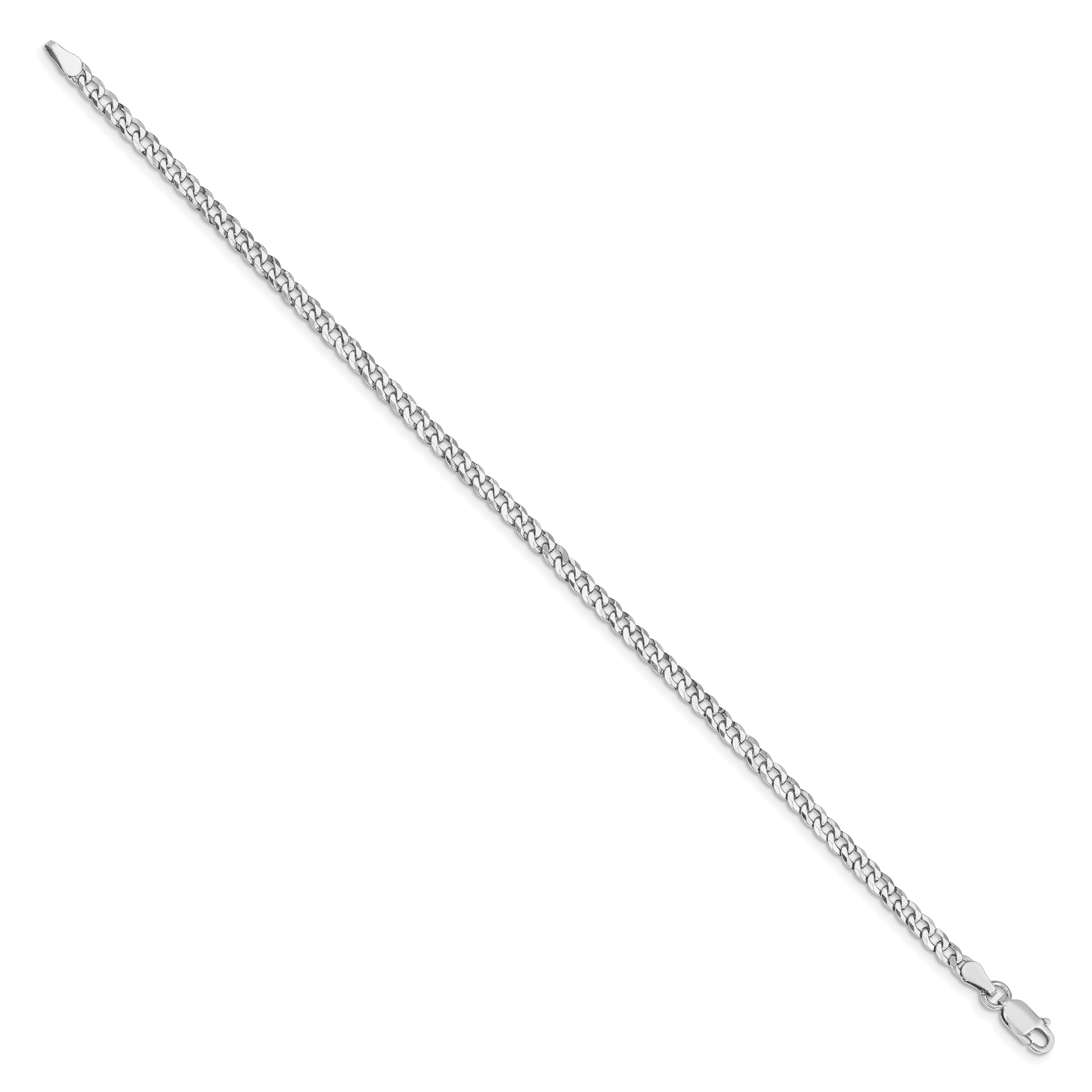 Sterling Silver Rhodium-plated 3.2mm Beveled Curb Chain Secondary image