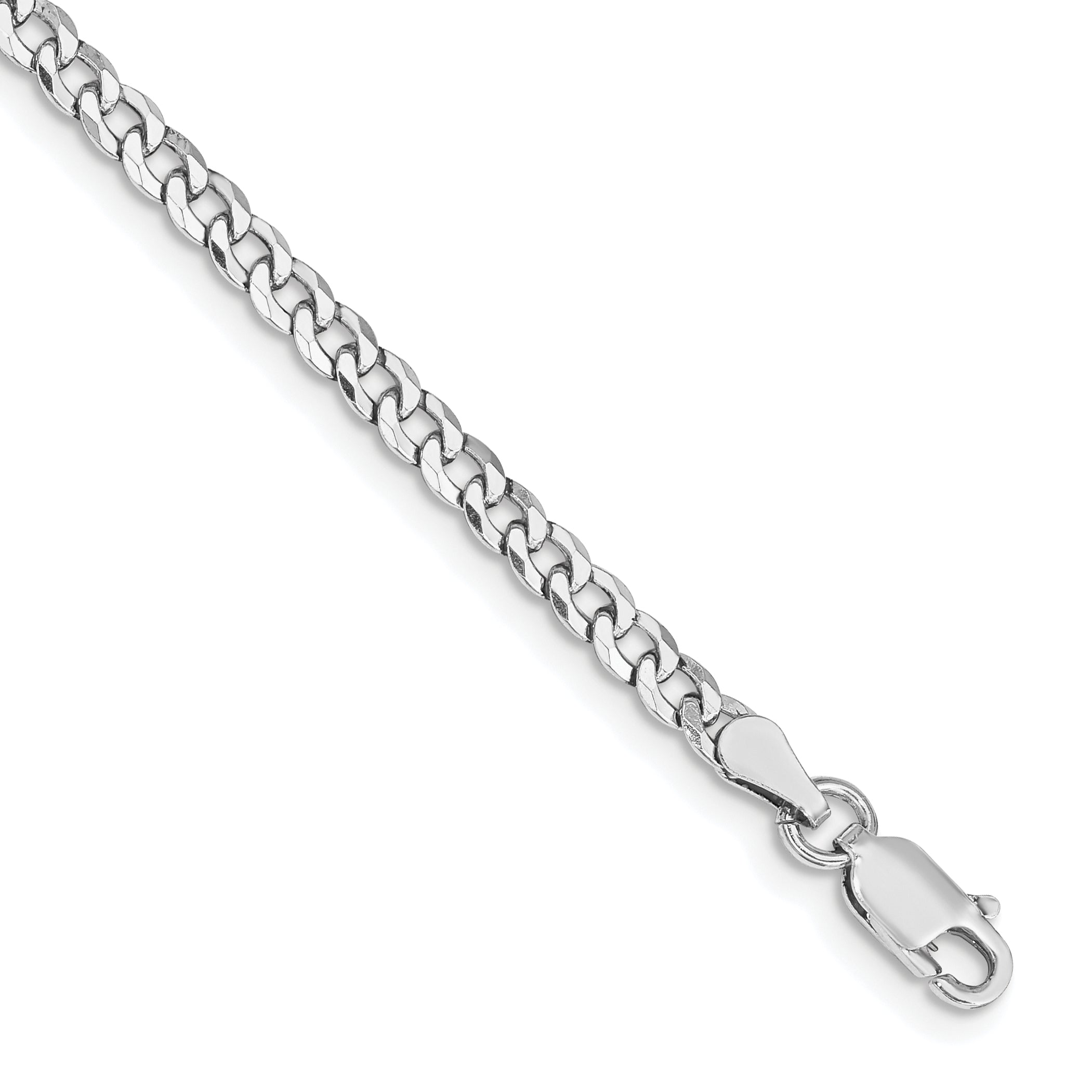 Sterling Silver Rhodium-plated 3.2mm Beveled Curb Chain Main image