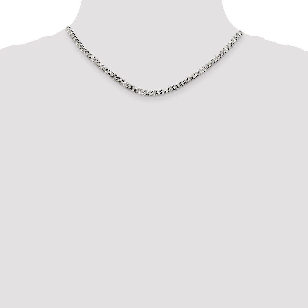 Sterling Silver 4mm Beveled Curb Chain