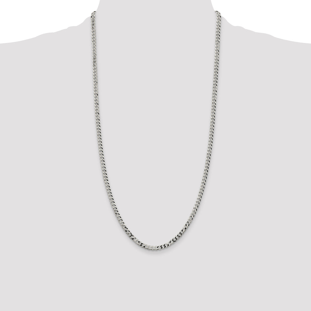 Sterling Silver 4mm Beveled Curb Chain