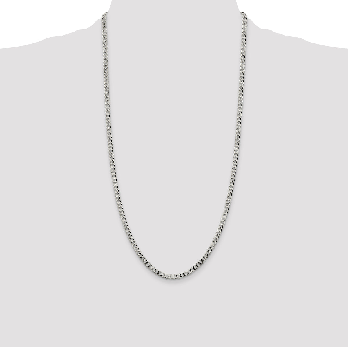 Sterling Silver 4mm Beveled Curb Chain