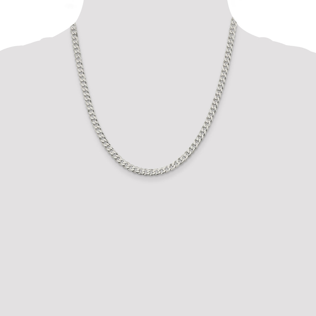 Sterling Silver 5mm Beveled Curb Chain