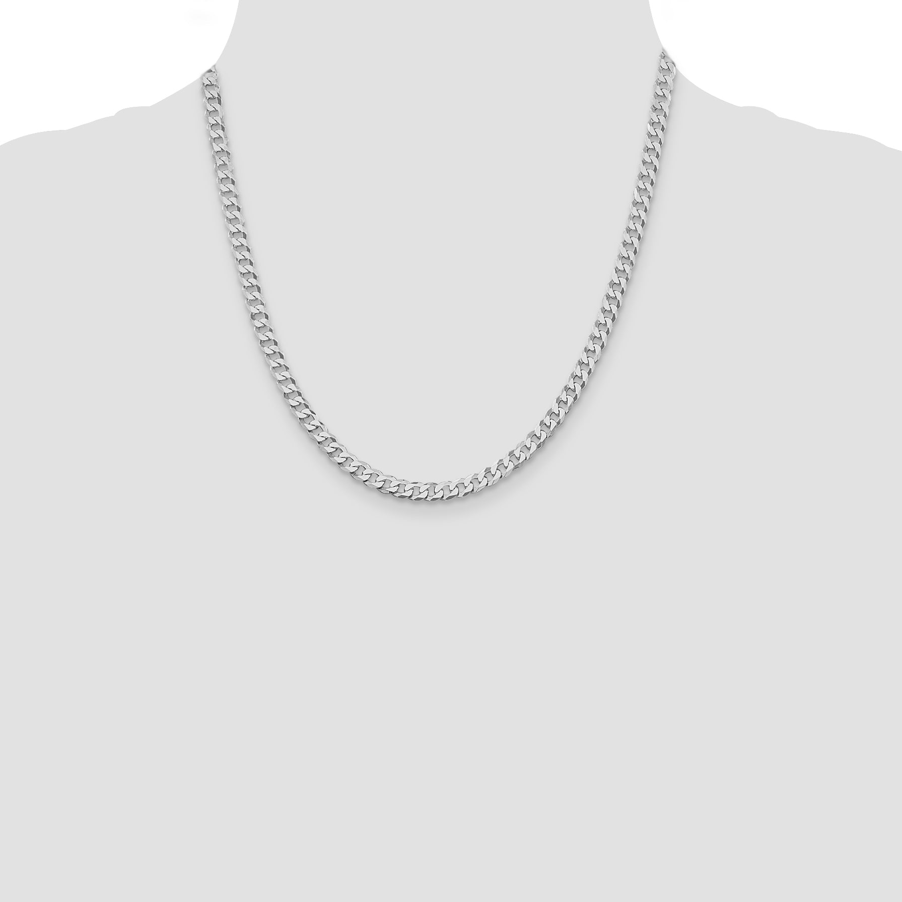 Sterling Silver Rhodium-plated 5mm Beveled Curb Chain