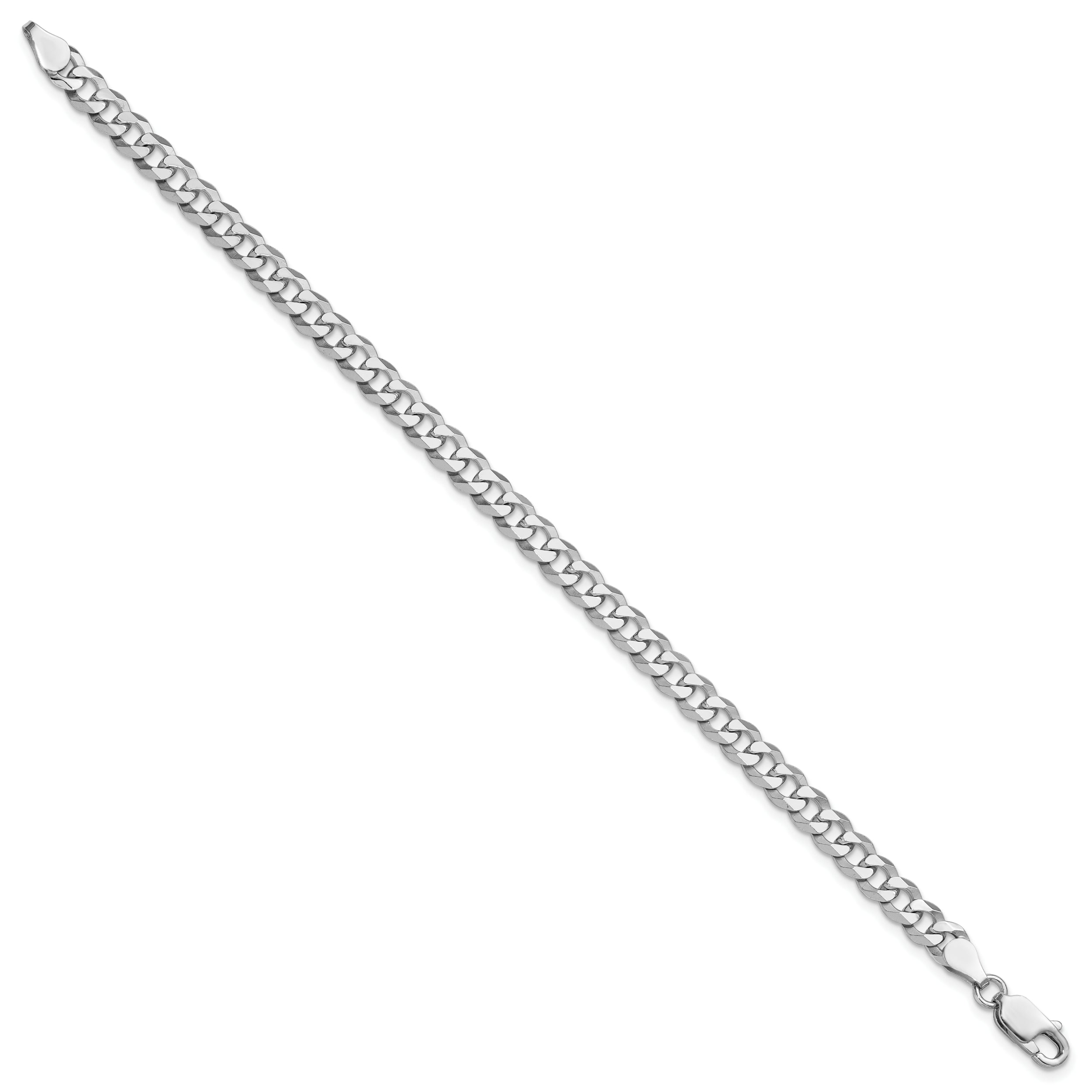 Sterling Silver Rhodium-plated 5mm Beveled Curb Chain