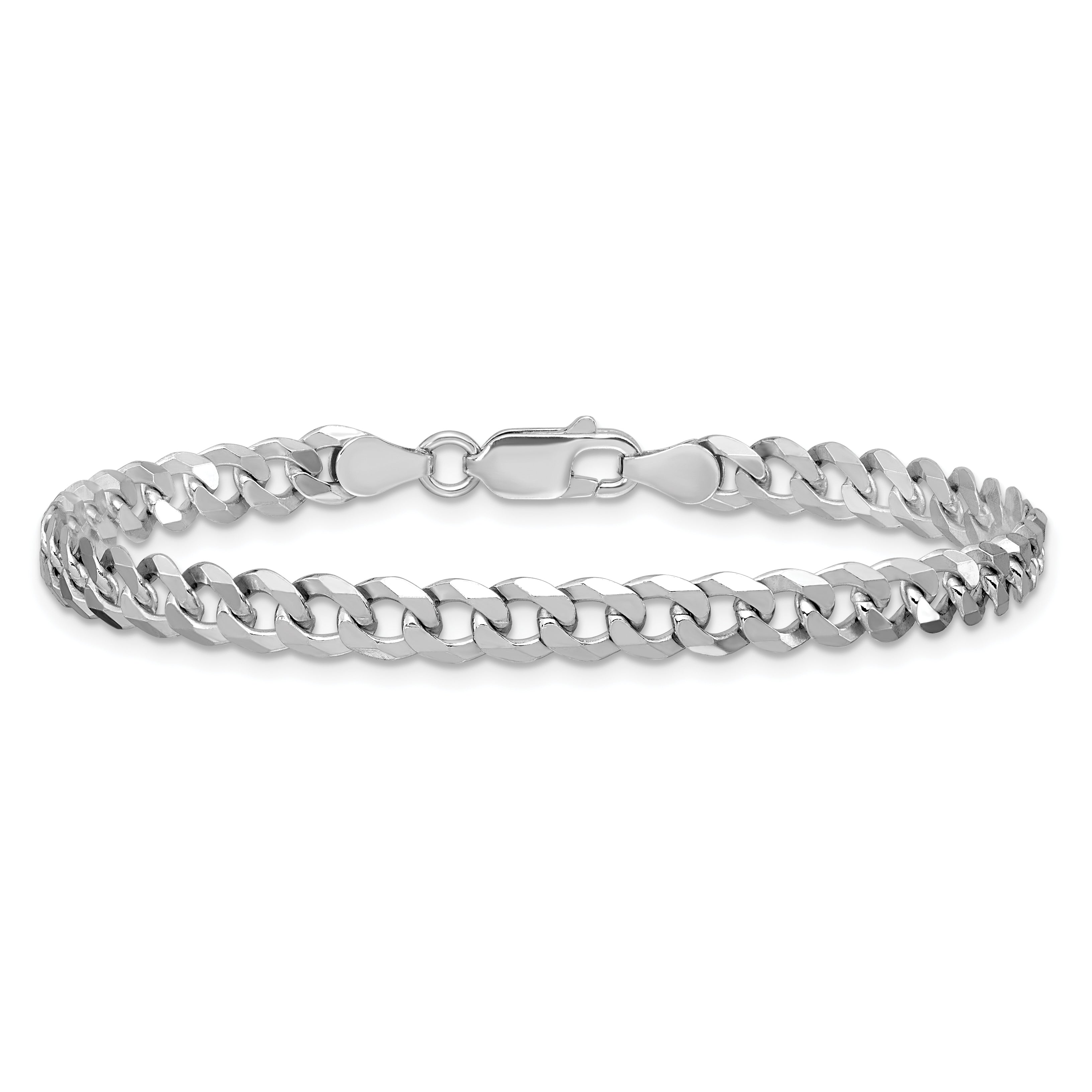 Sterling Silver Rhodium-plated 5mm Beveled Curb Chain