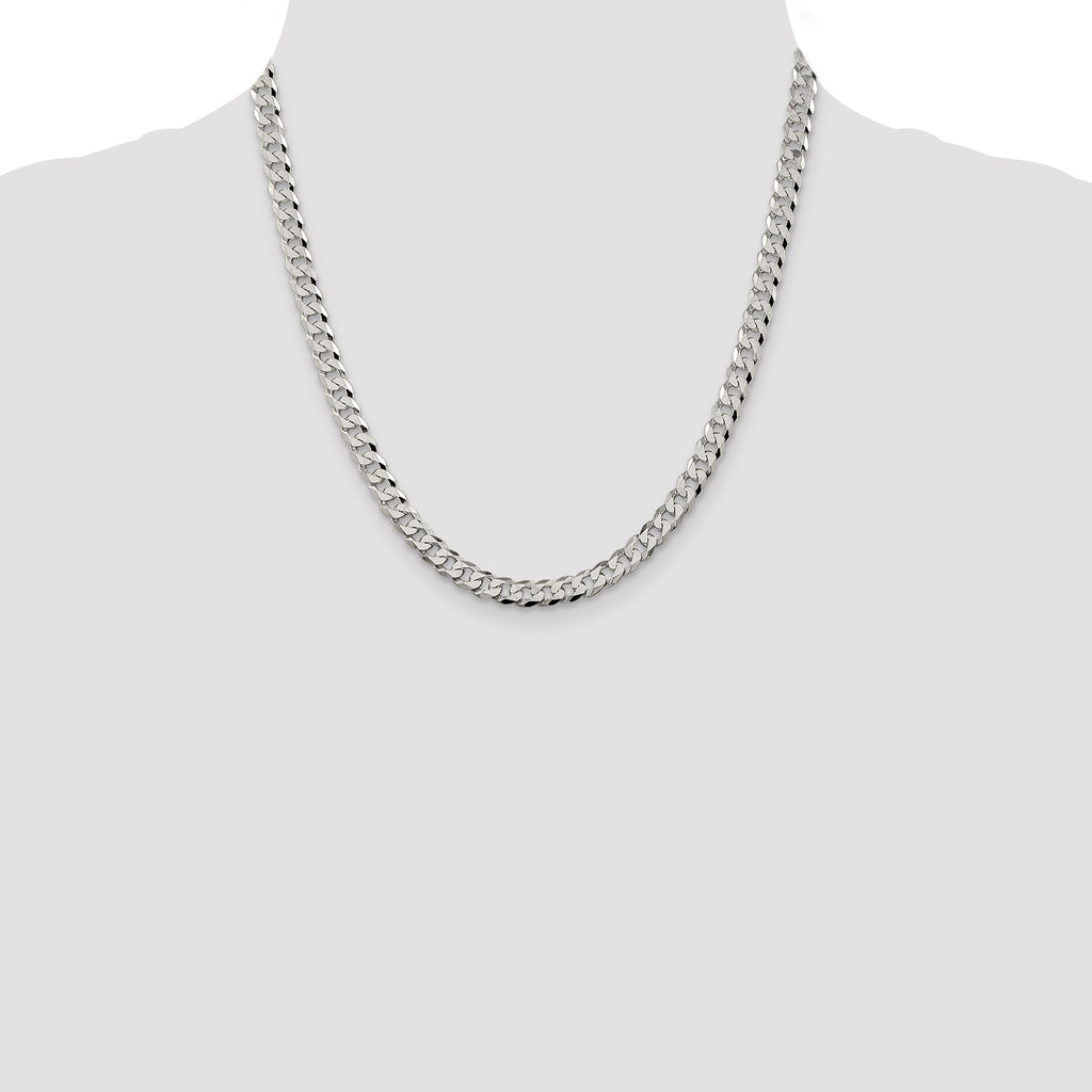 Sterling Silver 6mm Beveled Curb Chain