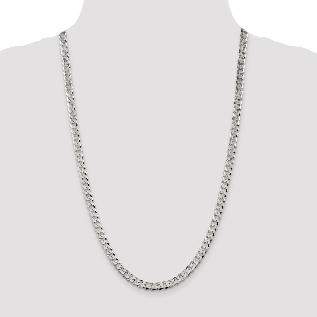 Sterling Silver 6mm Beveled Curb Chain