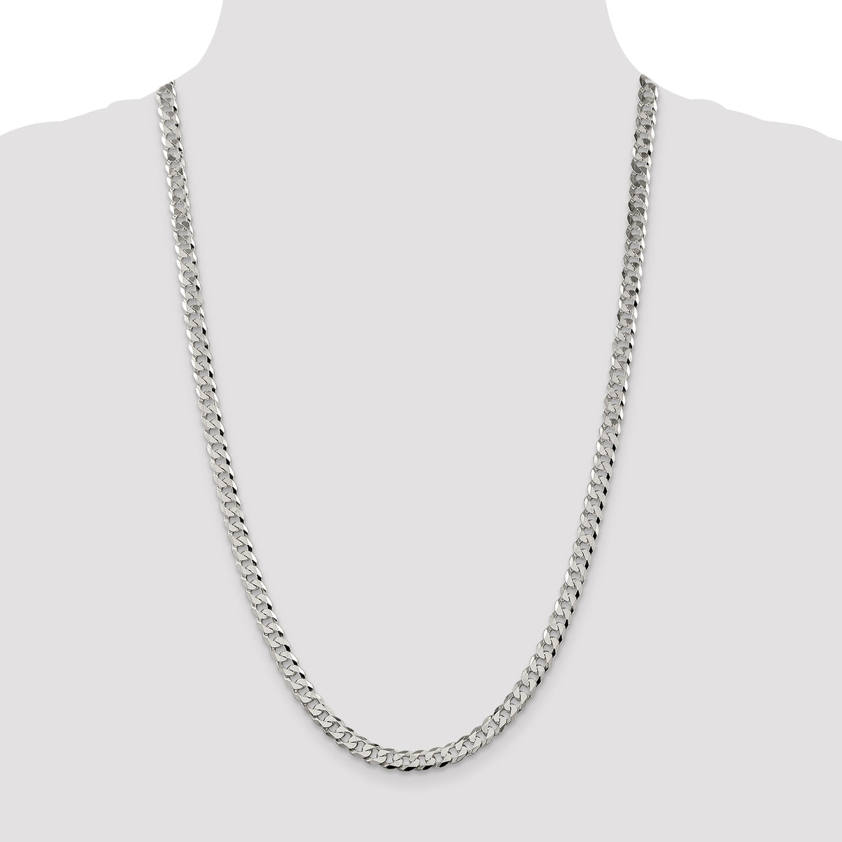 Sterling Silver 6mm Beveled Curb Chain