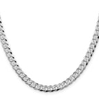 Sterling Silver Rhodium-Plated Curb Chain Necklace 6mm