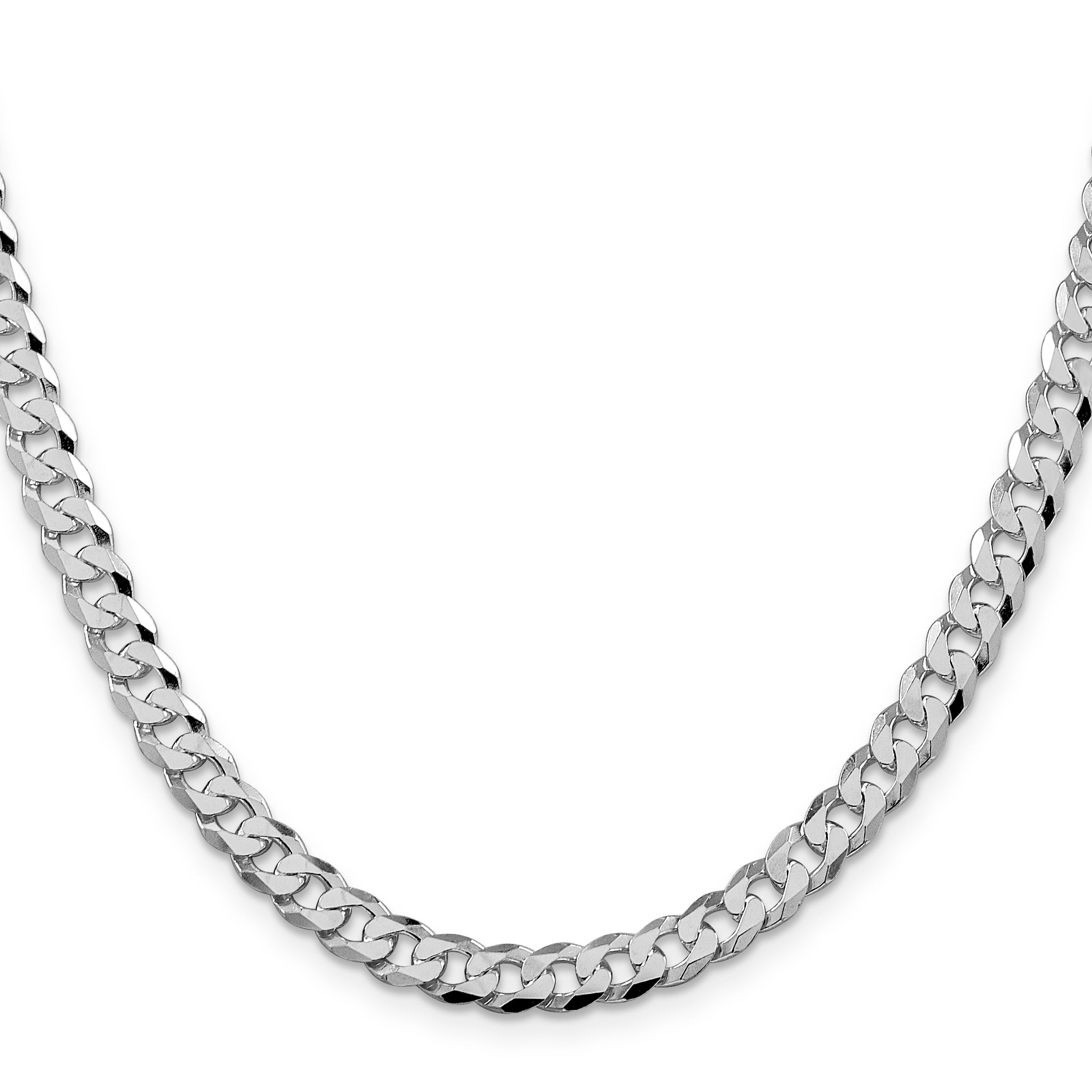 Sterling Silver Rhodium-Plated 6mm Beveled Curb Chain - 22