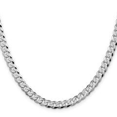 Sterling Silver Rhodium-Plated 6mm Beveled Curb Chain - 22
