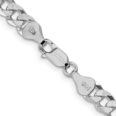 Sterling Silver Rhodium-Plated 6mm Beveled Curb Chain - 22