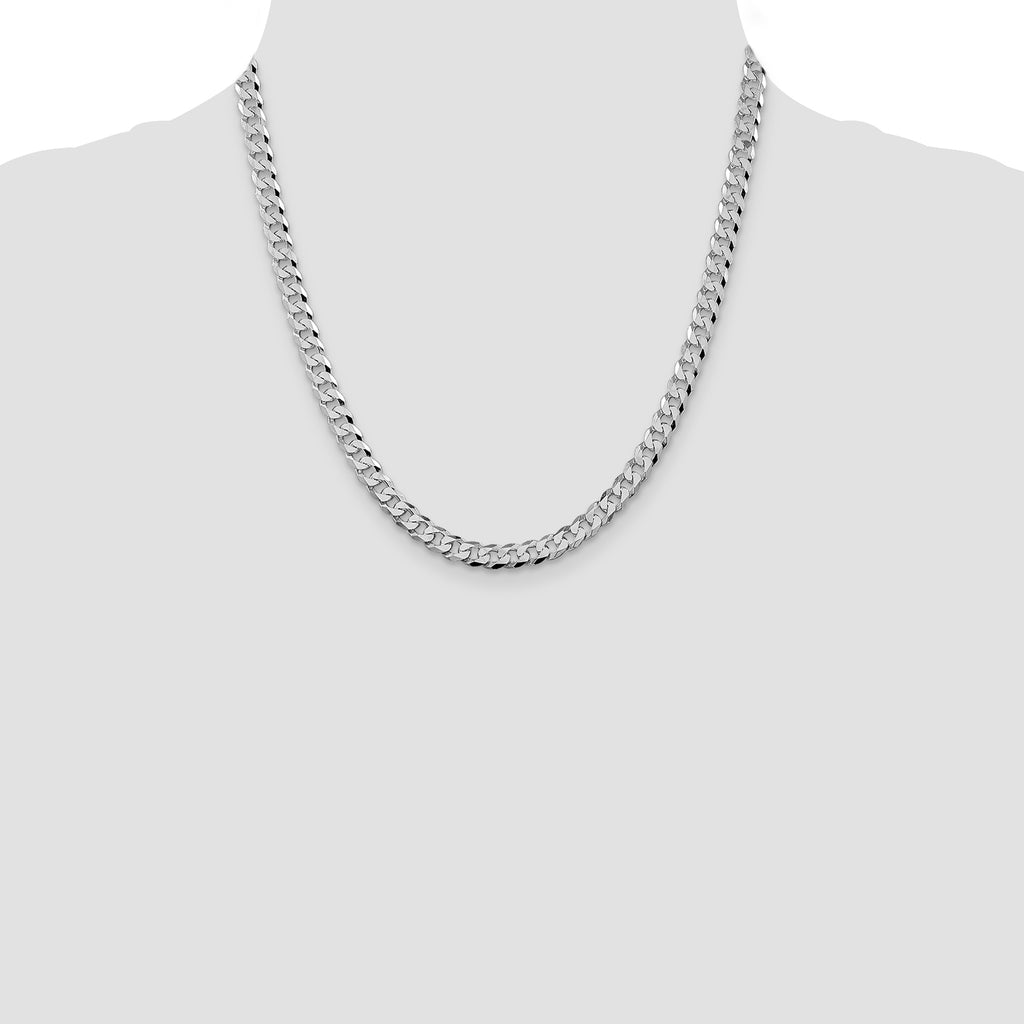Sterling Silver Rhodium-Plated Curb Chain Necklace 6mm