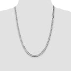 Rhodium-Plated Beveled Curb Chain in Sterling Silver, 6mm, 8–28 Inch - Sophia Jewelers