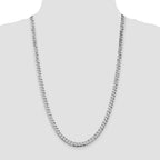Sterling Silver Rhodium-plated 6mm Beveled Curb Chain