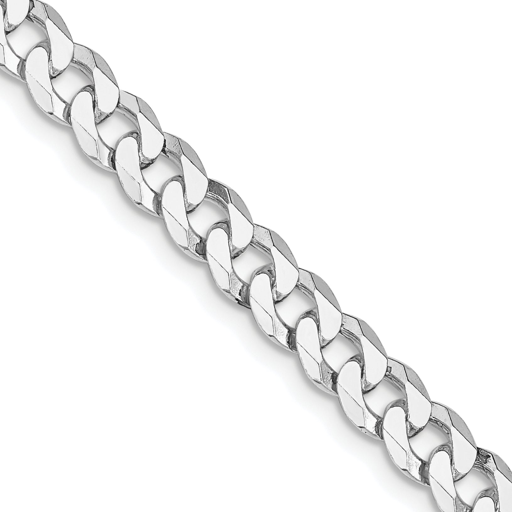 Sterling Silver Rhodium-Rhodium-Plated 6mm Beveled Curb Chain