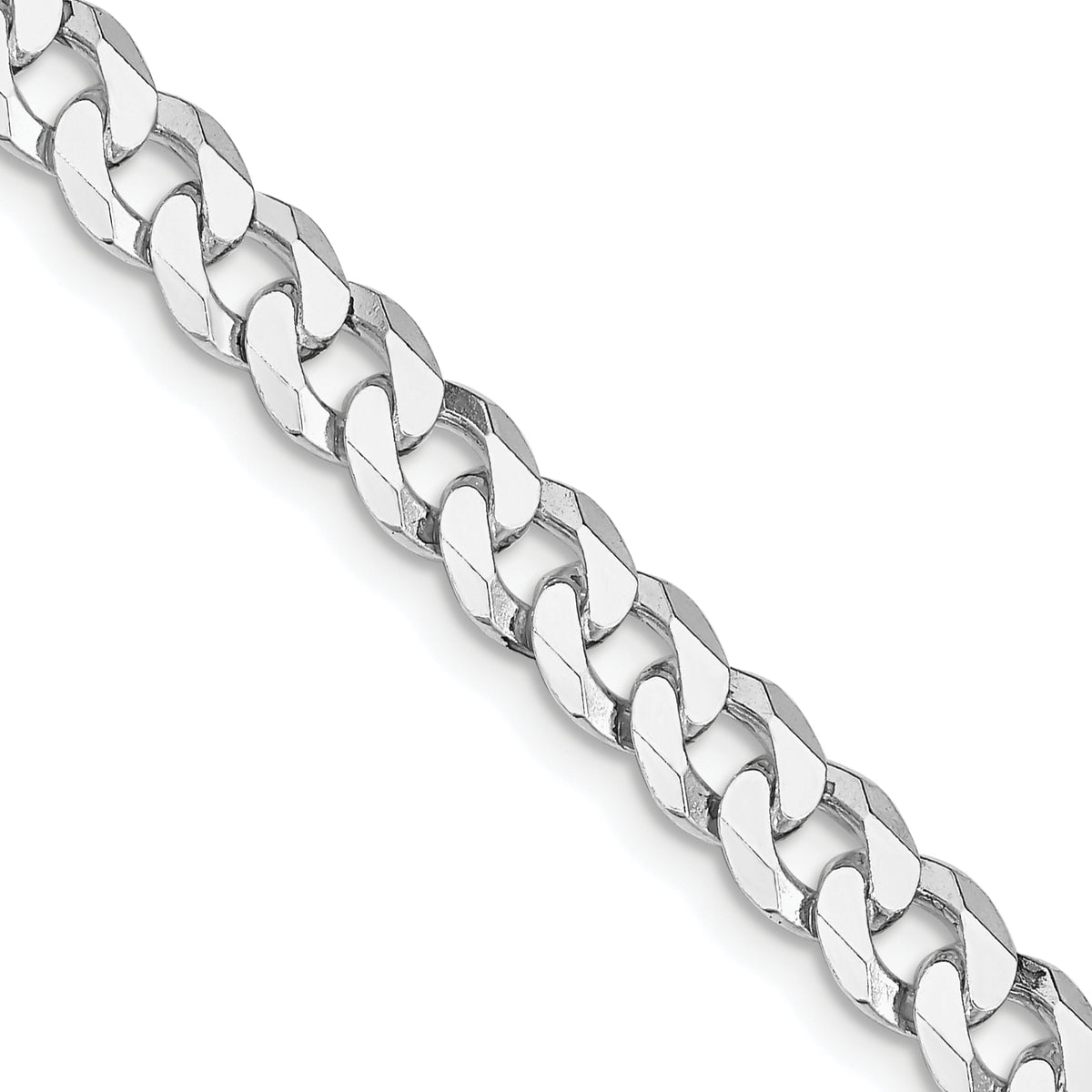 Sterling Silver Rhodium-Rhodium-Plated 6mm Beveled Curb Chain