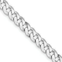 Sterling Silver Rhodium-Rhodium-Plated 6mm Beveled Curb Chain