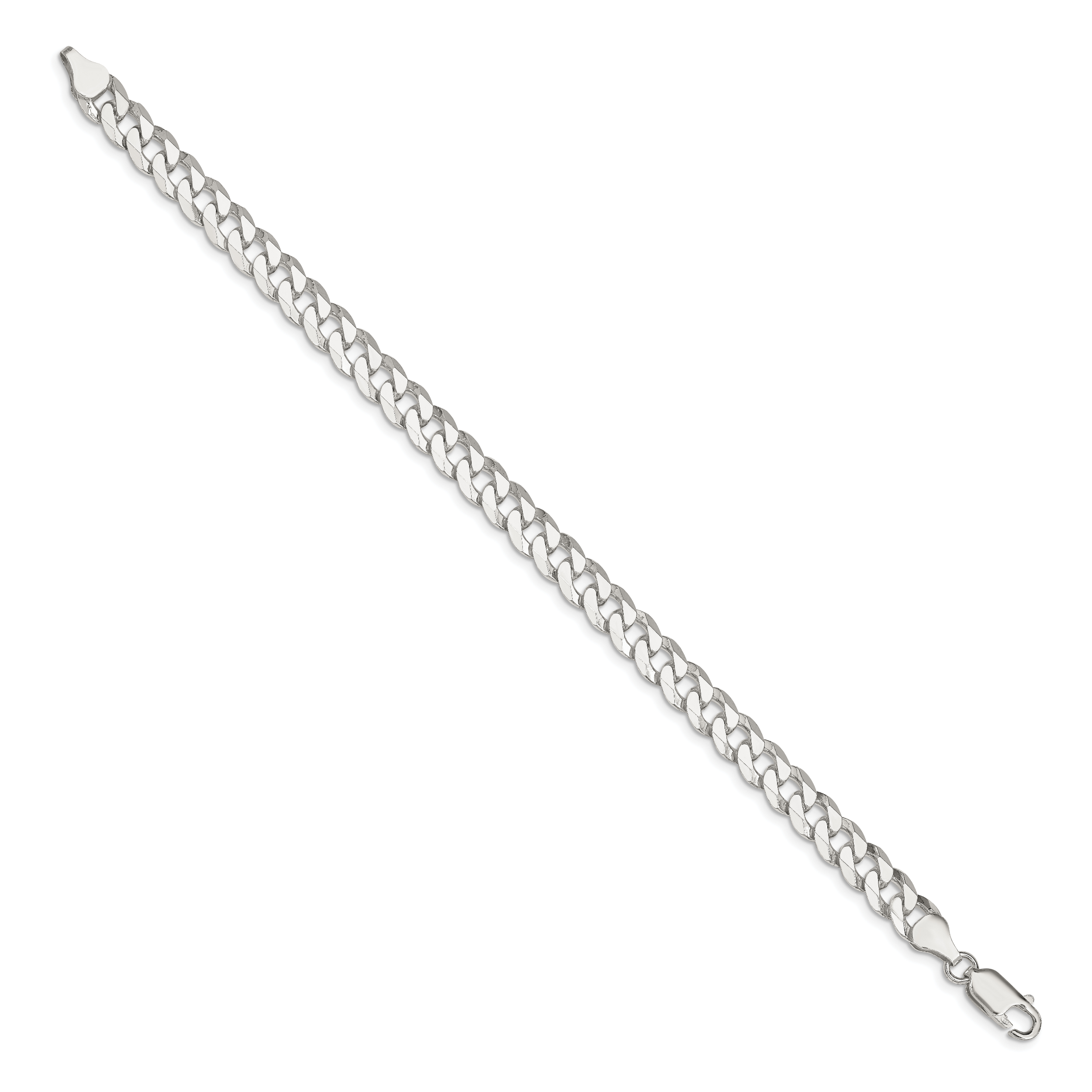 Beveled Curb Chain Necklace in Sterling Silver, 7mm Secondary image