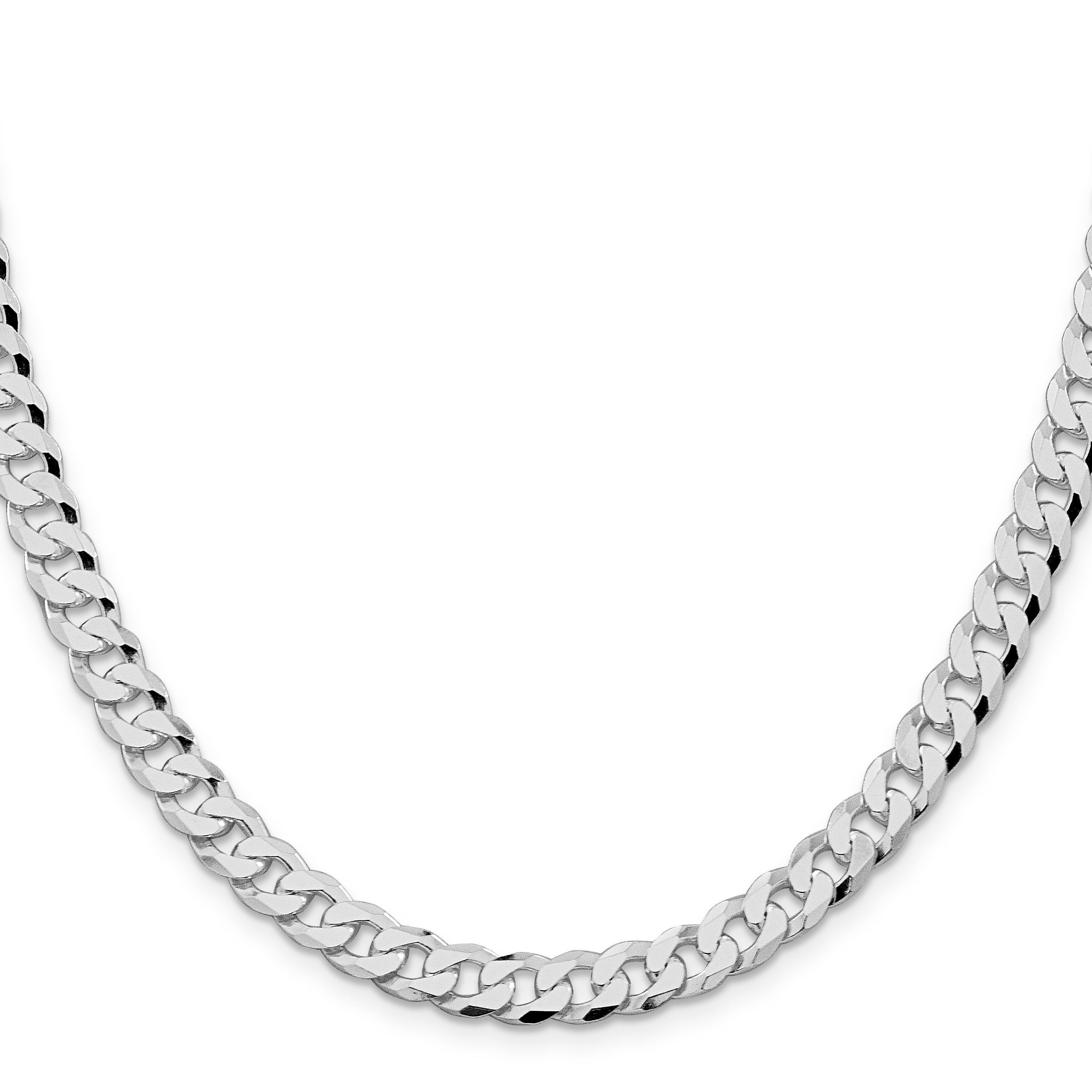 Sterling Silver Rhodium-plated 7mm Beveled Curb Chain Secondary image