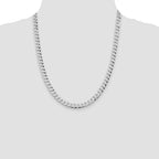 Sterling Silver Rhodium-plated 7mm Beveled Curb Chain