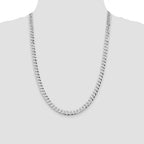 Sterling Silver Rhodium-plated 7mm Beveled Curb Chain