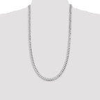 Sterling Silver Rhodium-plated 7mm Beveled Curb Chain