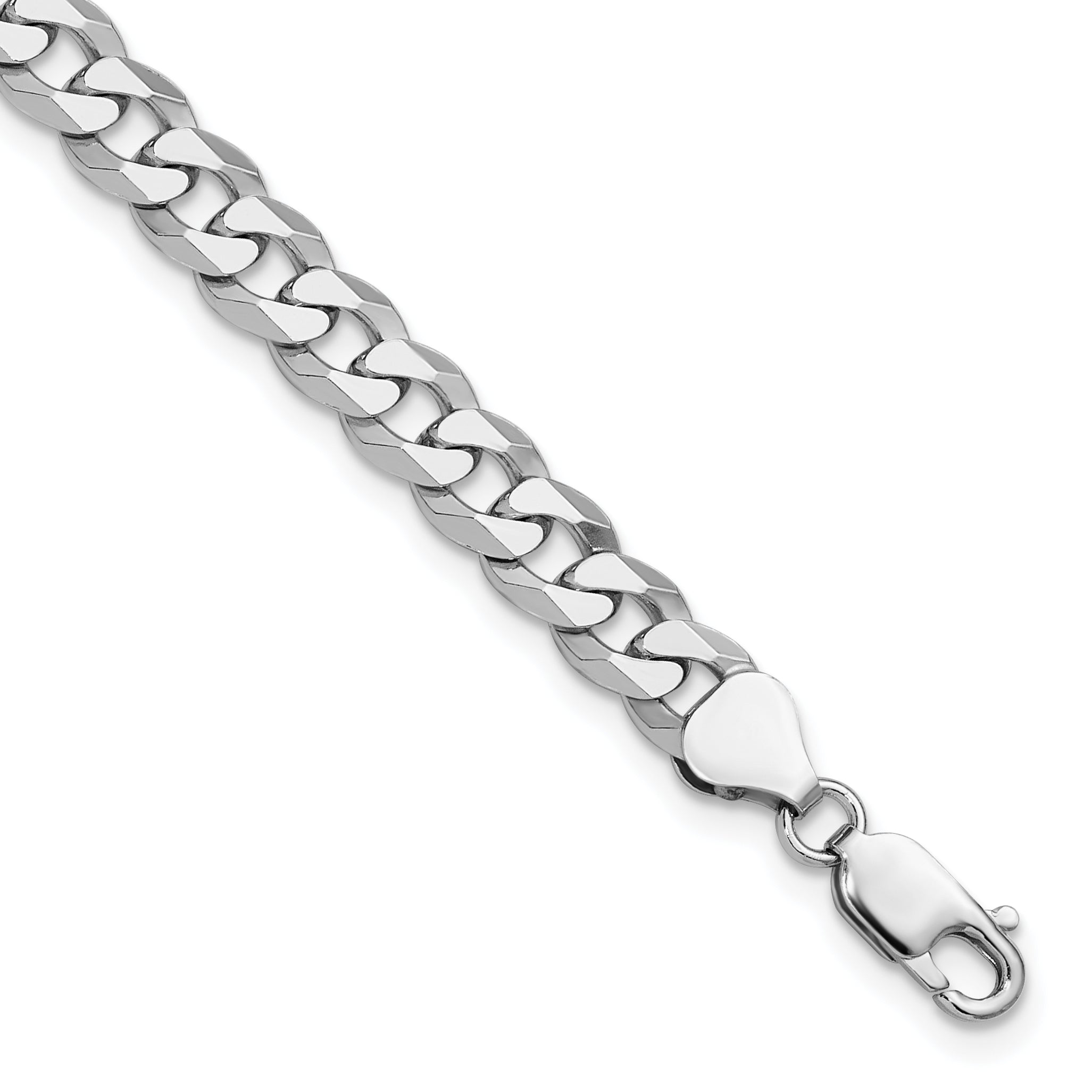 Sterling Silver Rhodium-plated 7mm Beveled Curb Chain Main image