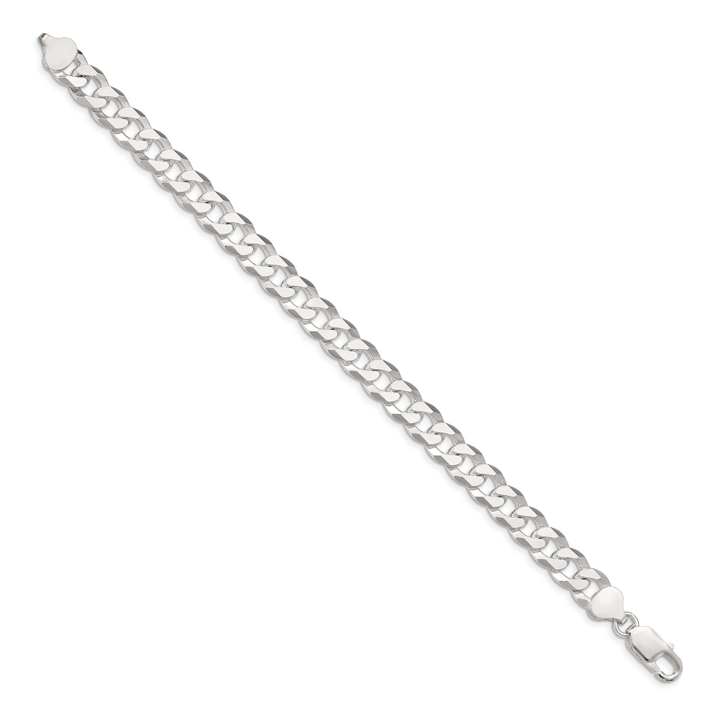 Sterling Silver 8.5mm Beveled Curb Chain