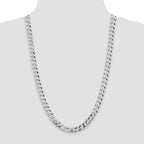 Sterling Silver Rhodium-plated 8.5mm Beveled Curb Chain