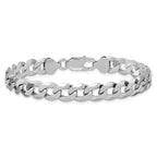 Sterling Silver Rhodium-plated 8.5mm Beveled Curb Chain