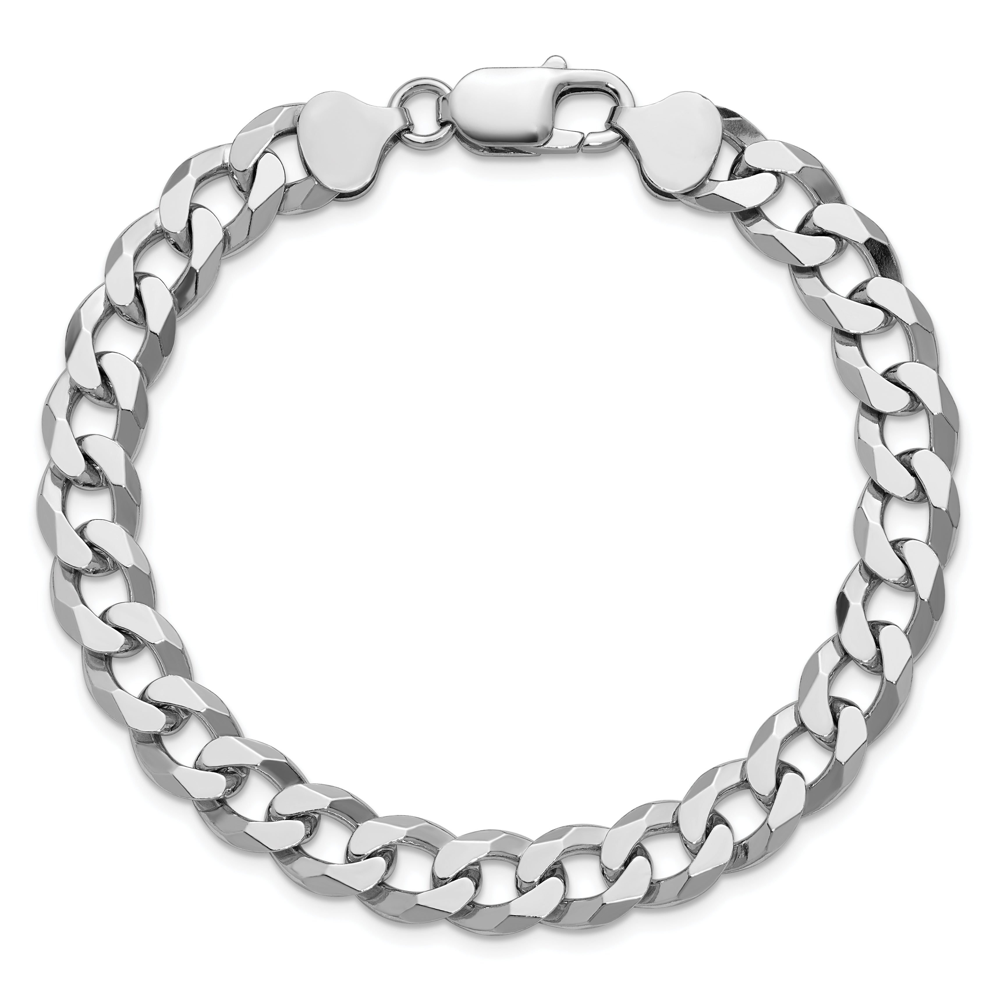 Sterling Silver Rhodium-plated 8.5mm Beveled Curb Chain