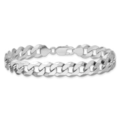 Sterling Silver Rhodium-plated 10.6mm Beveled Curb Chain