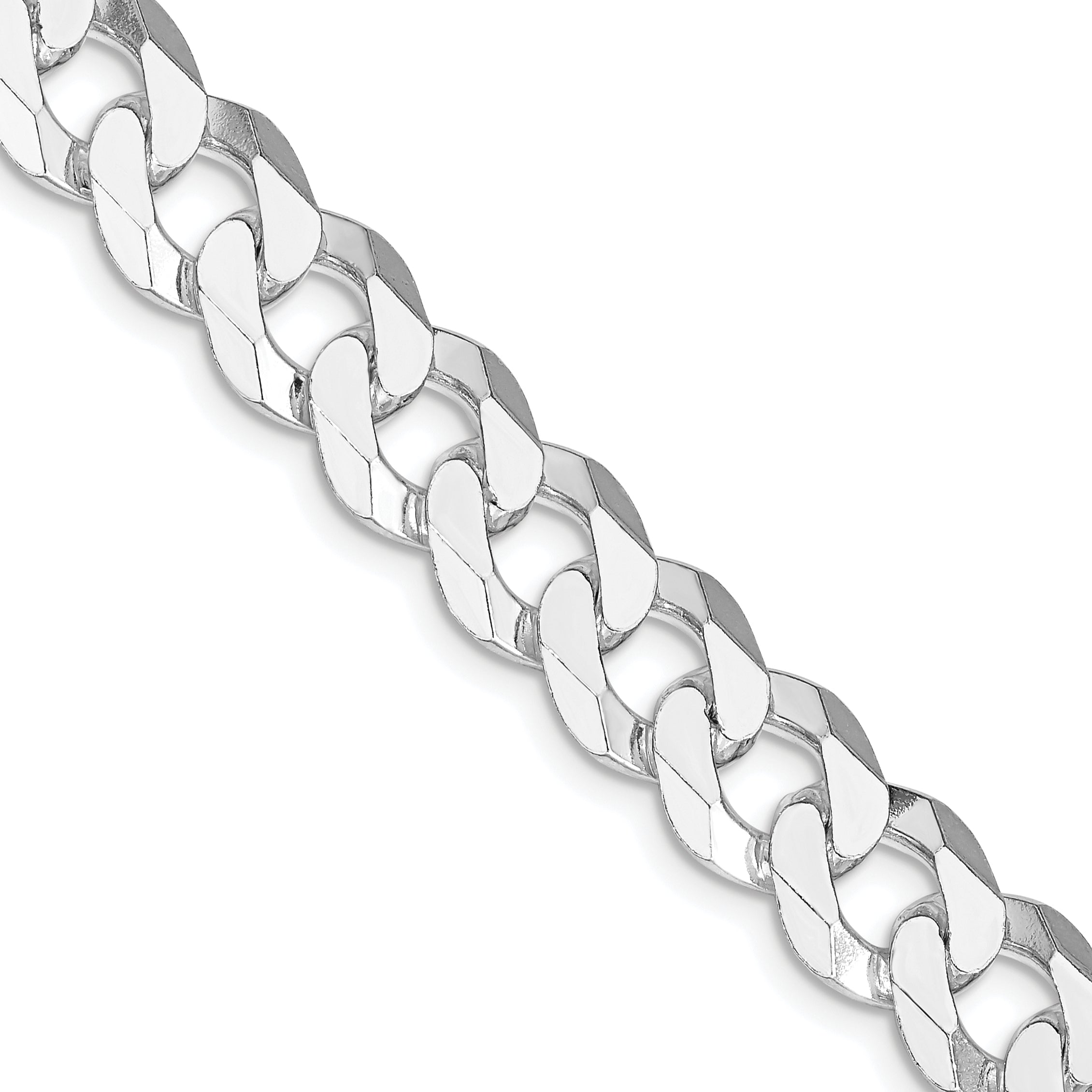 Sterling Silver Rhodium-plated 10.6mm Beveled Curb Chain Main image