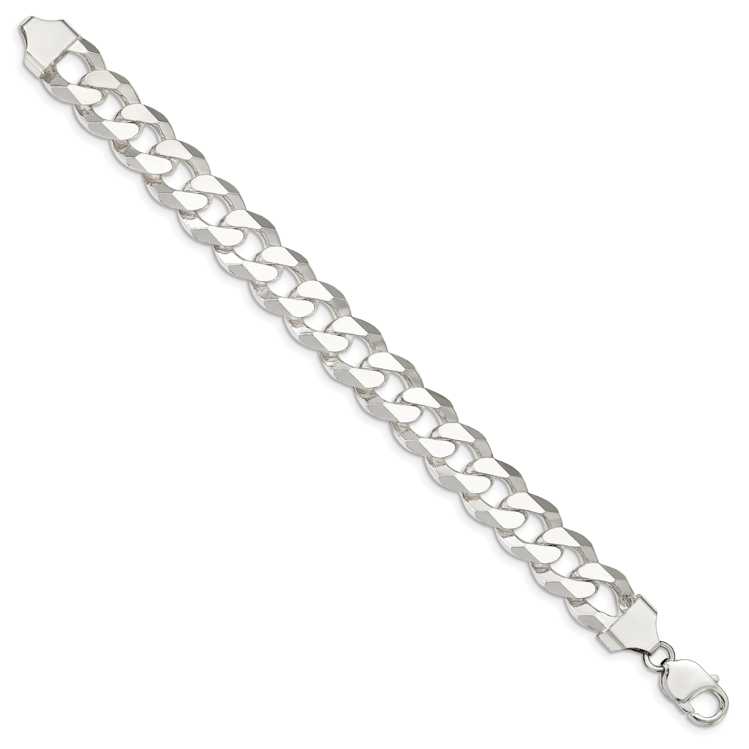 Sterling Silver 14mm Beveled Curb Chain