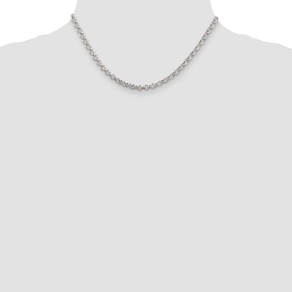 Sterling Silver 4.25mm Semi-solid Rolo Chain