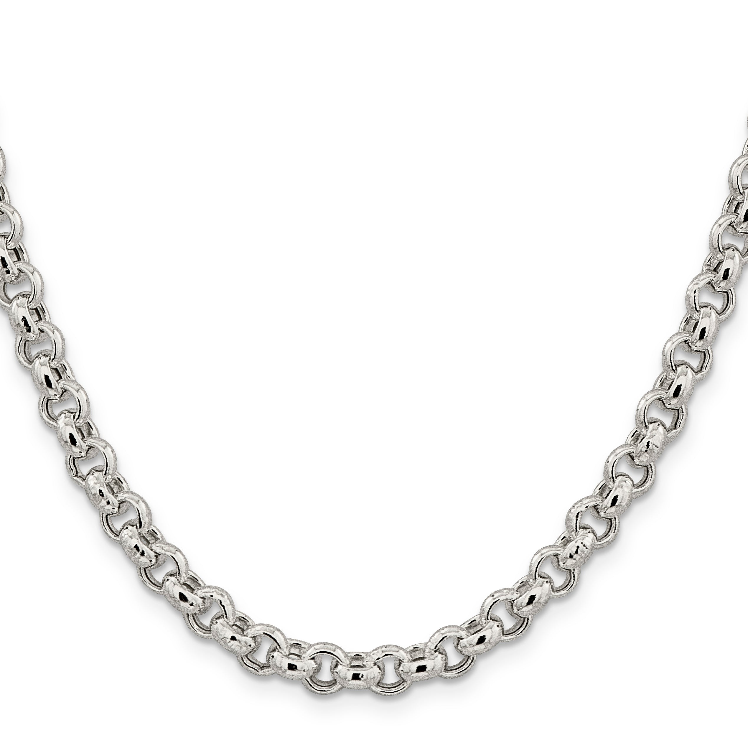 Sterling Silver 6.5mm Semi-solid Rolo Chain