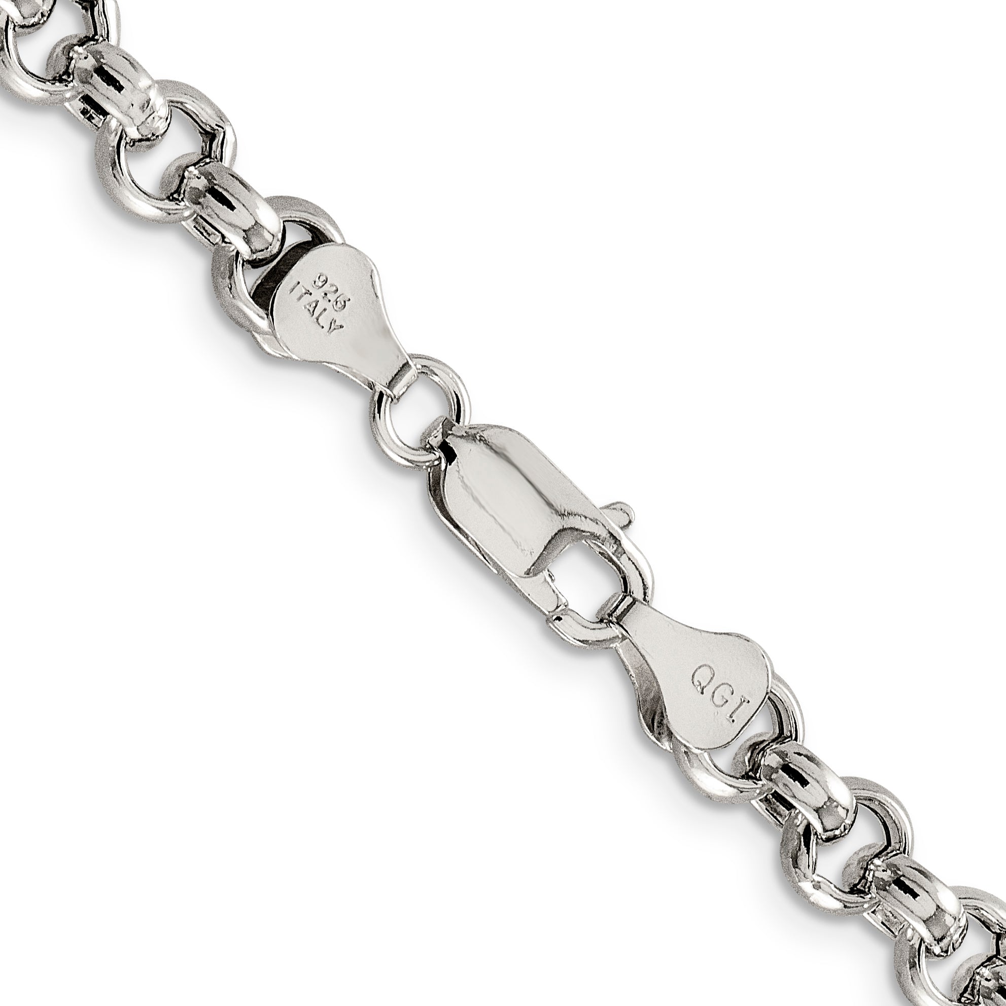 Sterling Silver 6.5mm Semi-solid Rolo Chain