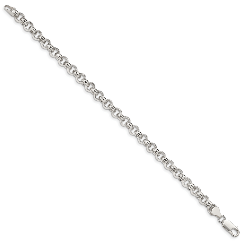Sterling Silver 6.5mm Semi-solid Rolo Chain