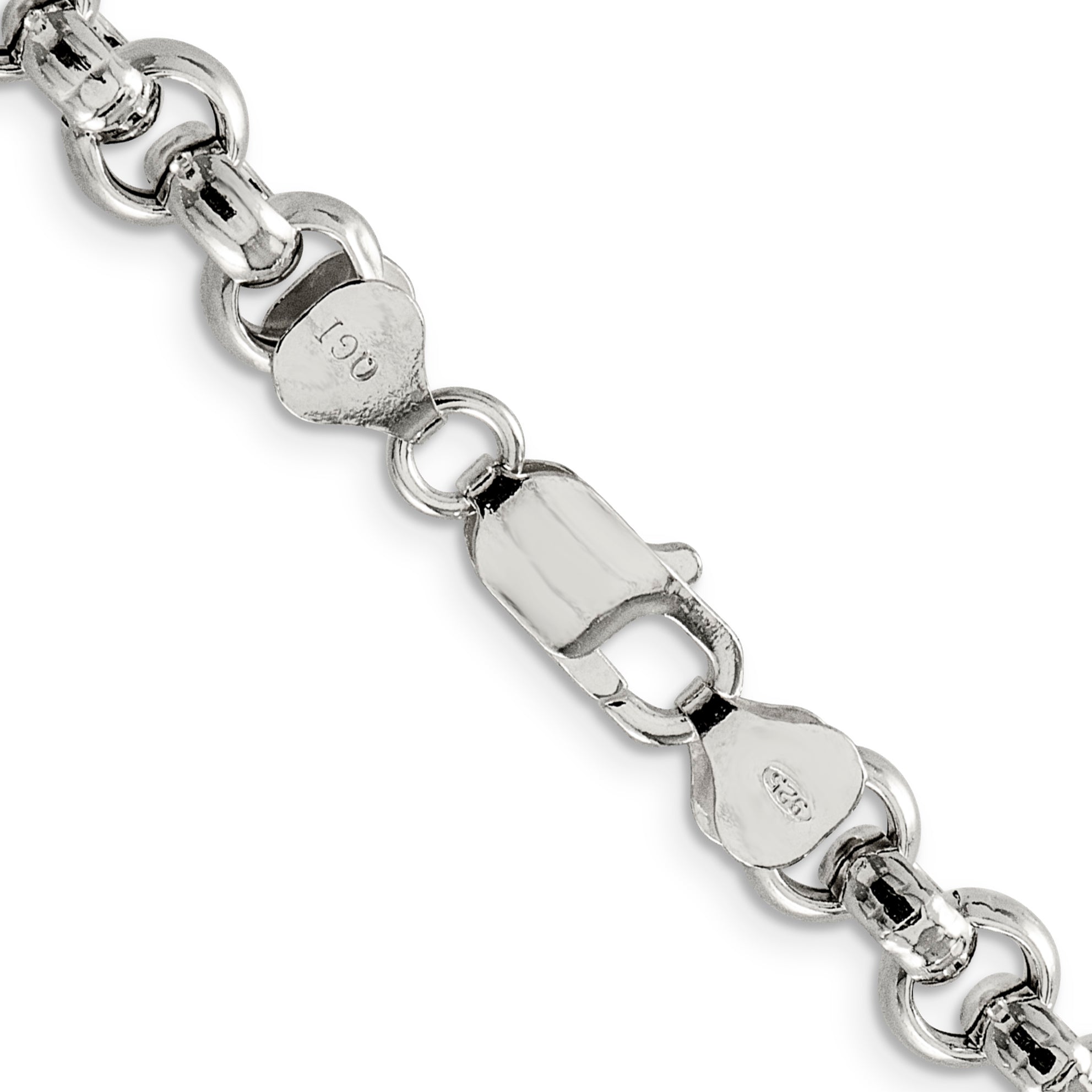 Sterling Silver 7.75mm Semi-solid Rolo Chain
