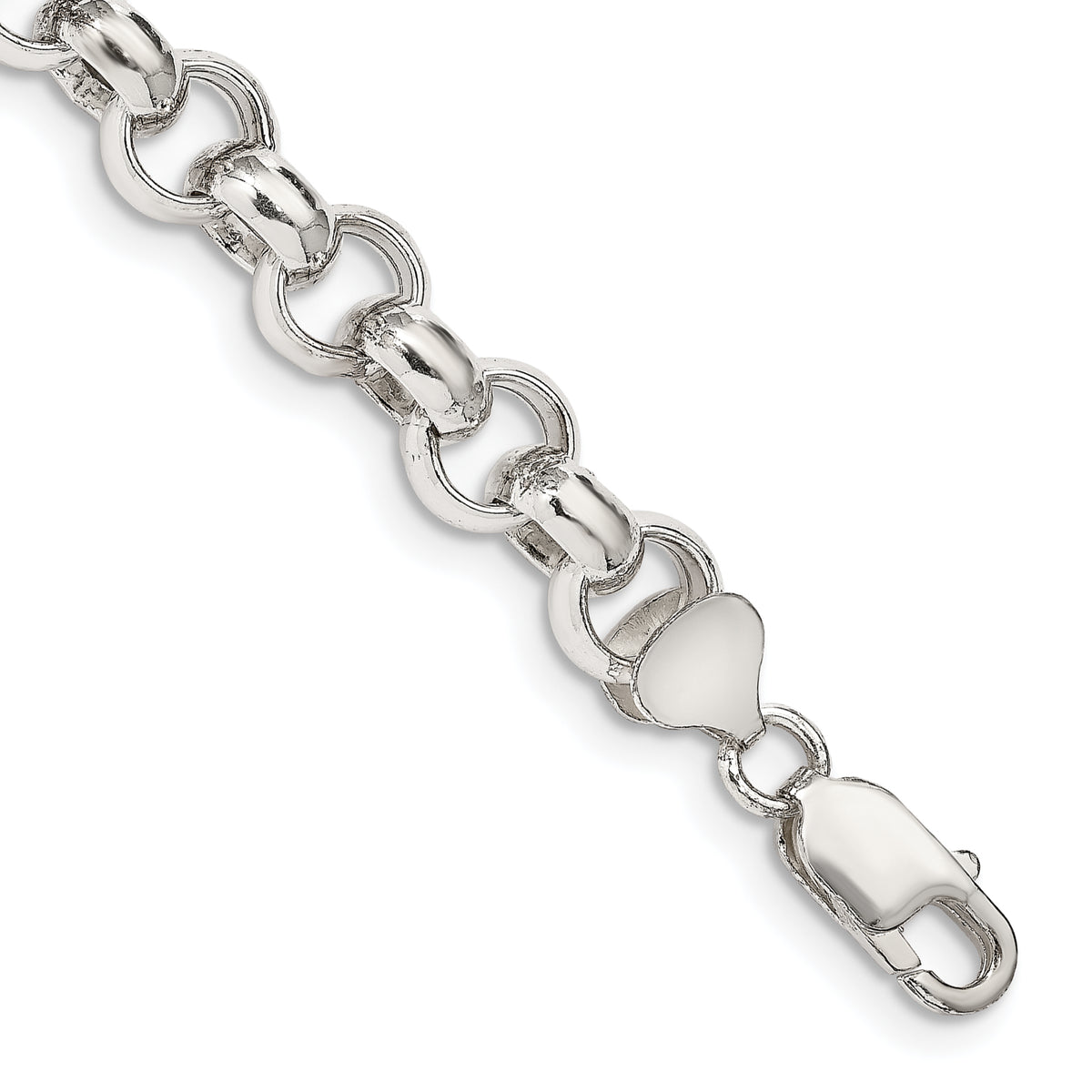 Sterling Silver 9.5mm Semi-solid Rolo Chain
