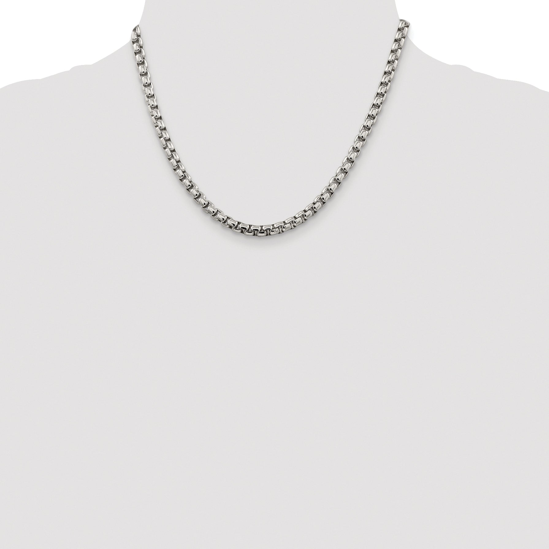 Sterling Silver Rhodium-plated 5.2mm Round Box Chain