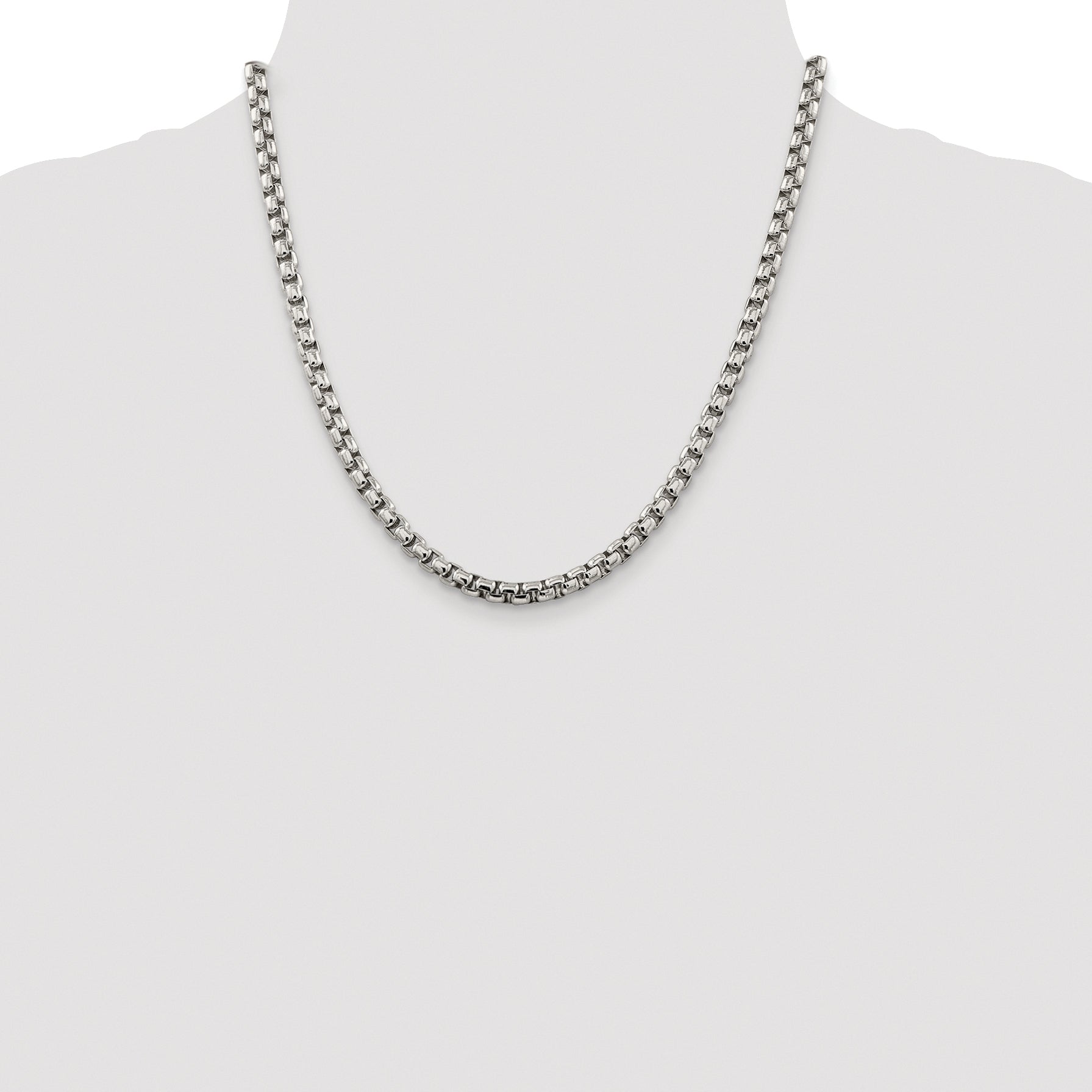 Sterling Silver Rhodium-plated 5.2mm Round Box Chain