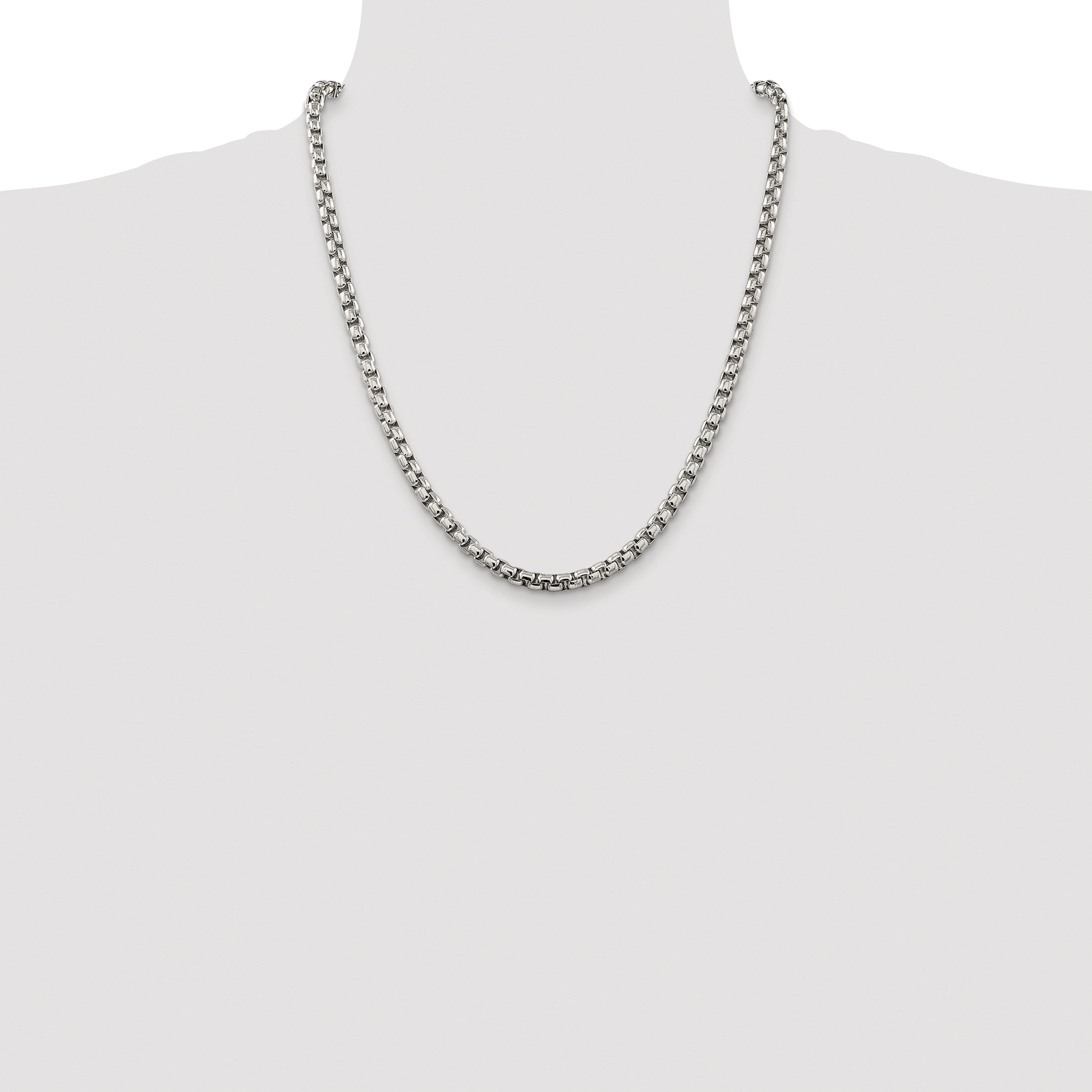 Sterling Silver Rhodium-plated 5.2mm Round Box Chain